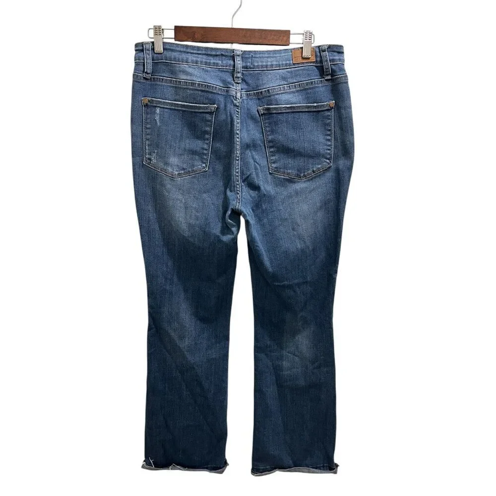 Judy Blue Women's Size 15/32 Mid Rise Bootcut Fit Fringe Hem Denim Jeans